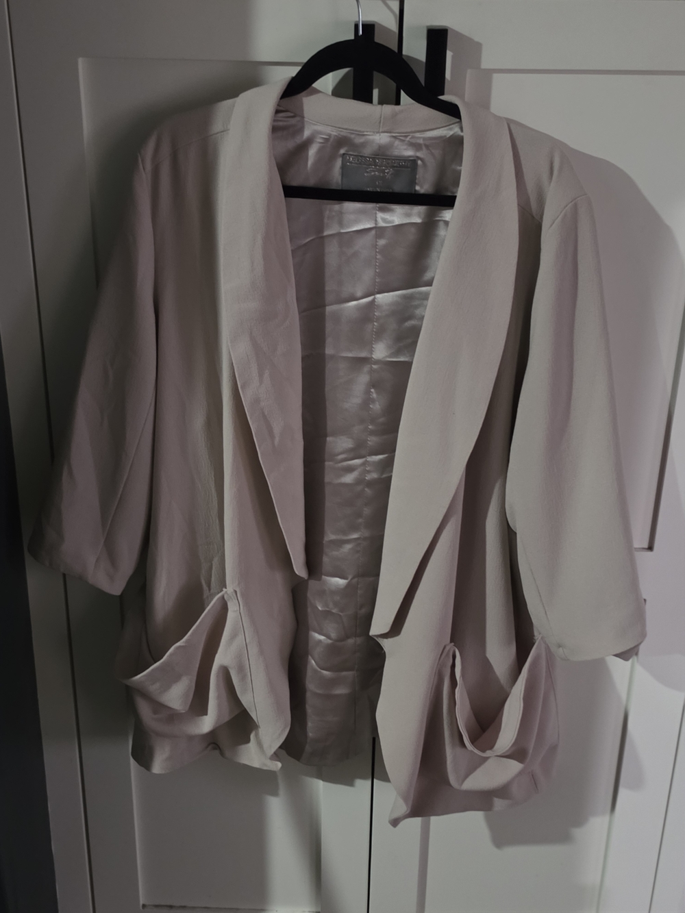 Melissa McCarthy Seven7 Light Pink Open Front Draped Blazer